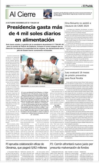 Presidencia gasta más de 4 mil soles diarios en alimentación